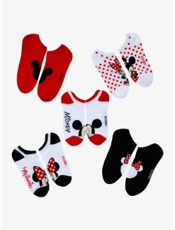 HUNIVERS Disney Mickey Mouse & Minnie Mouse No-Show Socks 5 Pair