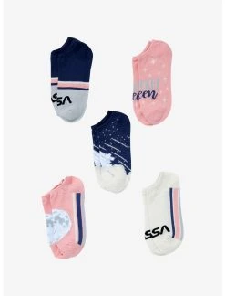 HUNIVERS NASA Pink Blue & Grey No-Show Socks 5 Pair -Her Universe Sales 15437308 av2