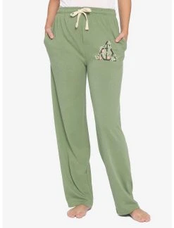 Bioworld Harry Potter Deathly Hallows Floral Army Green Pajama Pants