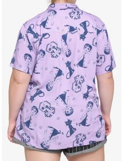 HUNIVERS Coraline Doll & Cat Tonal Woven Button-Up Plus Size -Her Universe Sales 17642034 av2