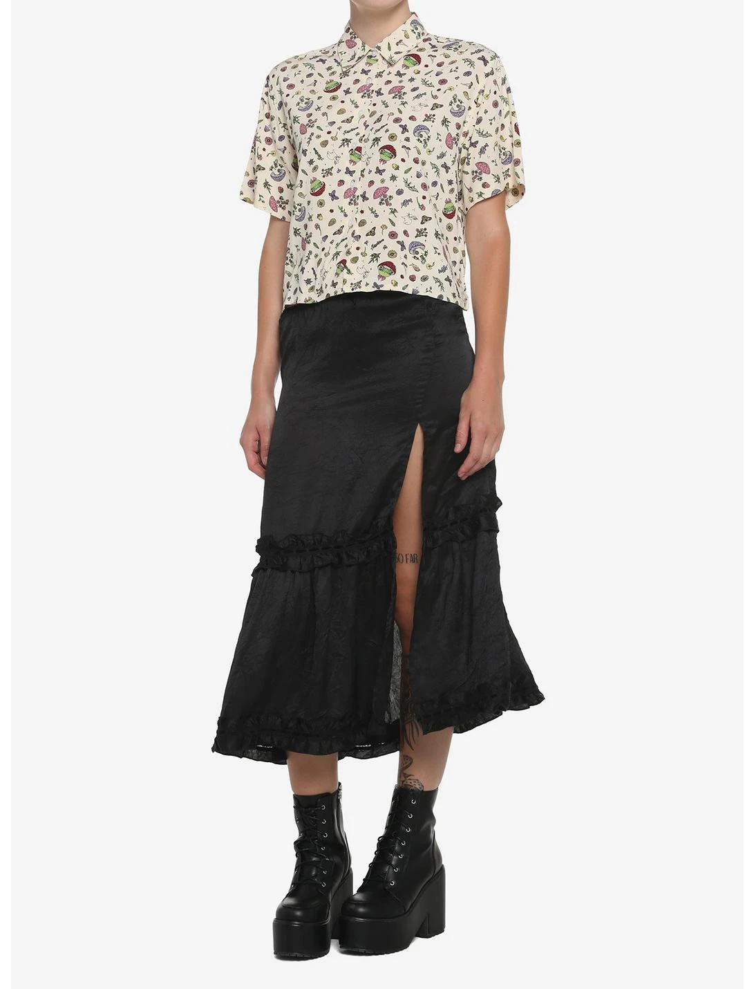 HUNIVERS Mushroom Frog Crop Woven Button-Up 2 HUNIVERS Mushroom Frog Crop Woven Button-Up - Image 2