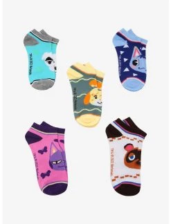 Bioworld Animal Crossing Character Faces No-Show Socks 5 Pair