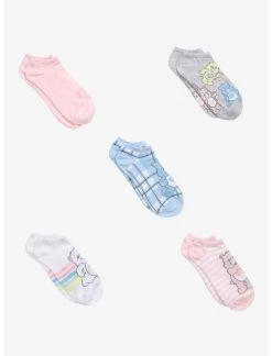 HUNIVERS Care Bears Plaid & Stripe No-Show Socks 5 Pair