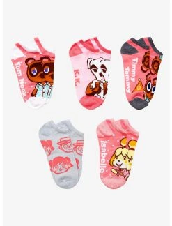 HUNIVERS Animal Crossing: New Horizons Pink No-Show Socks 5 Pair