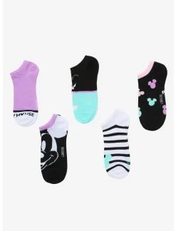 HUNIVERS Disney Mickey Mouse Pastel No-Show Socks 5 Pair