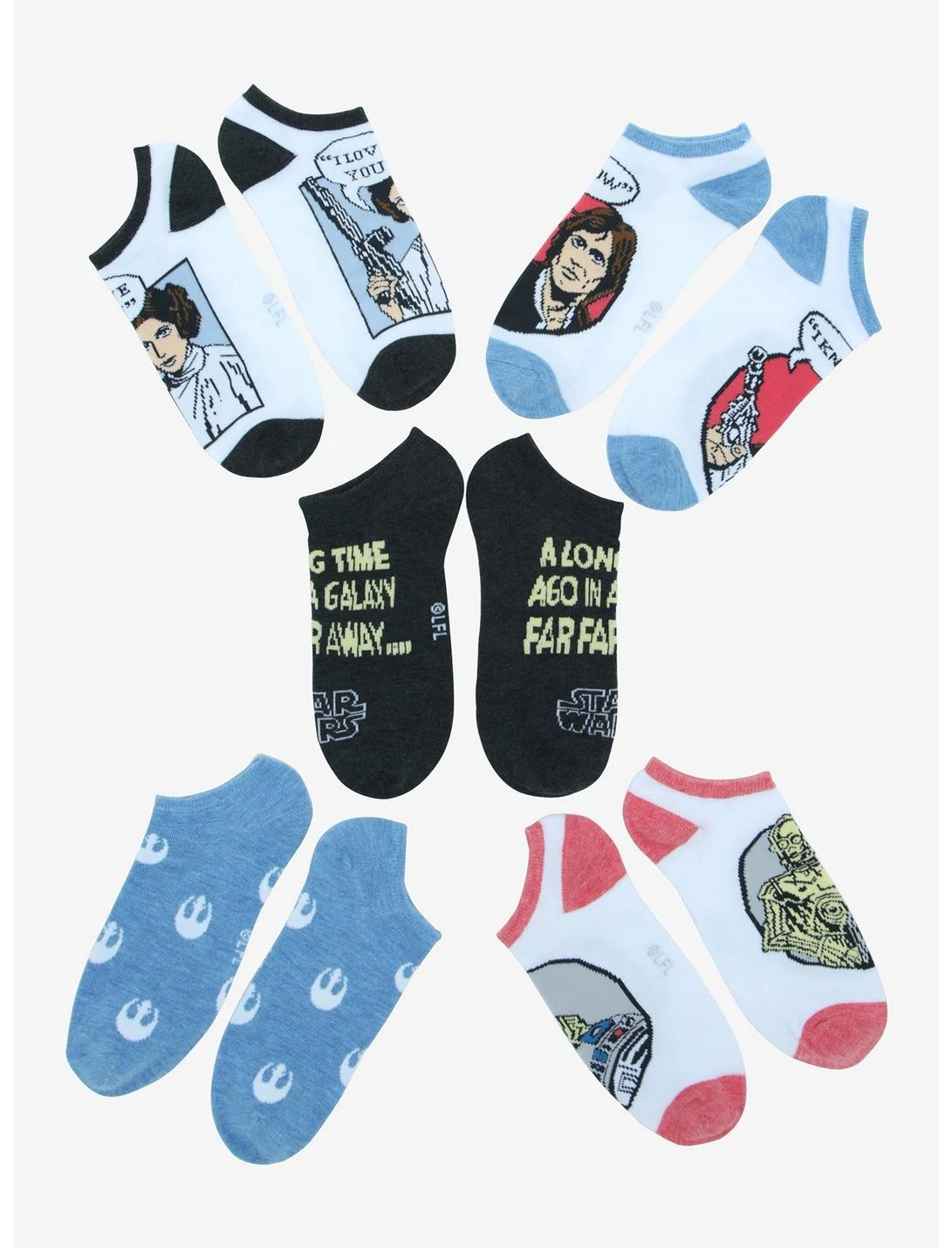 HUNIVERS Star Wars Princess Leia Comic No-Show Socks 5 Pair 2 HUNIVERS Star Wars Princess Leia Comic No-Show Socks 5 Pair - Image 2