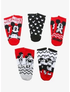 HUNIVERS Disney Mickey Mouse Chevron No-Show Socks 5 Pair