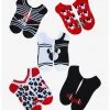 HUNIVERS Disney Minnie Mouse Red & Black No-Show Socks 5 Pair
