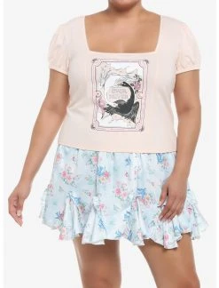 HUNIVERS The School For Good And Evil Swan Puff Sleeve Top Plus Size