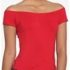 HUNIVERS Red Off-The-Shoulder Top