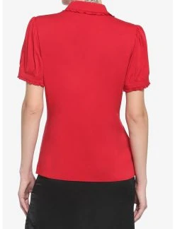 HUNIVERS Red Peter Pan Collar Woven Button-Up 5 HUNIVERS Red Peter Pan Collar Woven Button-Up -Her Universe Sales 19001023 av2