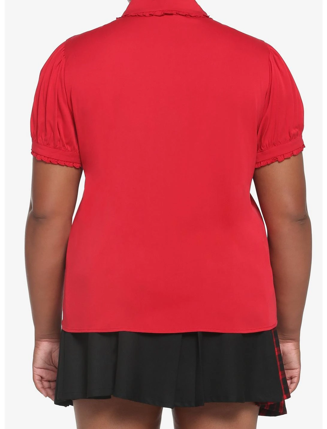 HUNIVERS Red Peter Pan Collar Woven Button-Up Plus Size 3 HUNIVERS Red Peter Pan Collar Woven Button-Up Plus Size - Image 3