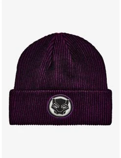 Bioworld Marvel Black Panther Purple & Black Ribbed Beanie
