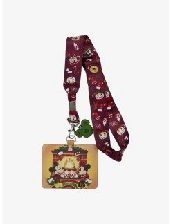 LOUNGFLY Loungefly Disney Mickey Mouse And Friends Hot Cocoa Mugs Lanyard With Cardholder