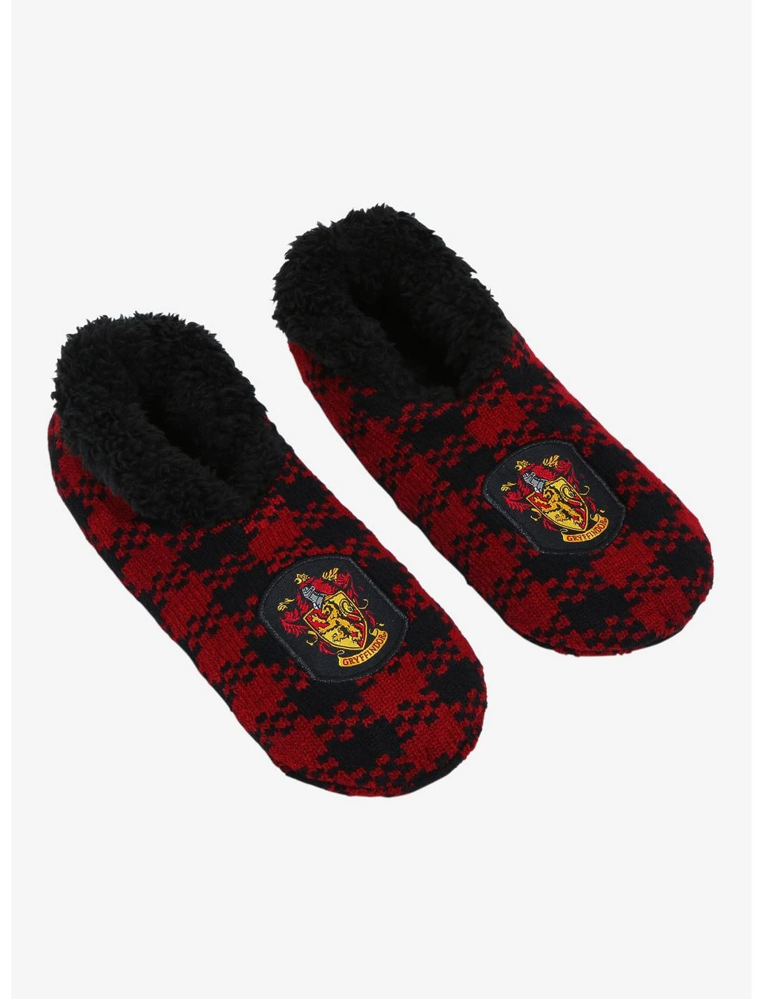 Bioworld Harry Potter Gryffindor Crest Plaid Slipper Socks 1 Bioworld Harry Potter Gryffindor Crest Plaid Slipper Socks