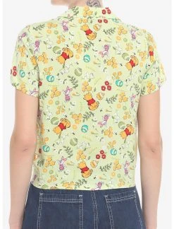 HUNIVERS Disney Winnie The Pooh Cottagecore Floral Tie-Front Woven Button-Up -Her Universe Sales 19467703 av2