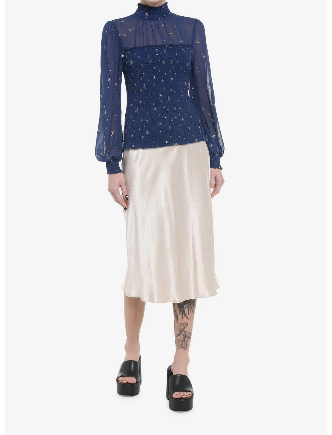 HUNIVERS Her Universe Blue & Gold Star Mockneck Top 2 HUNIVERS Her Universe Blue & Gold Star Mockneck Top - Image 2