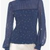 HUNIVERS Her Universe Blue & Gold Star Mockneck Top