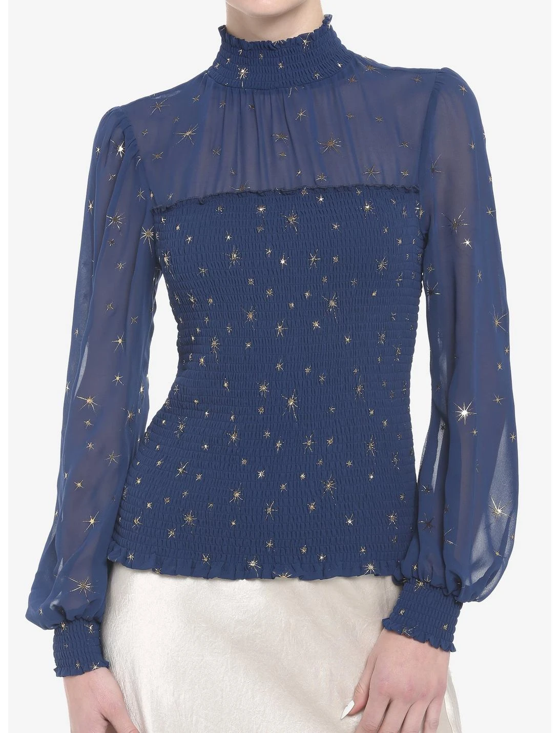 HUNIVERS Her Universe Blue & Gold Star Mockneck Top 1 HUNIVERS Her Universe Blue & Gold Star Mockneck Top