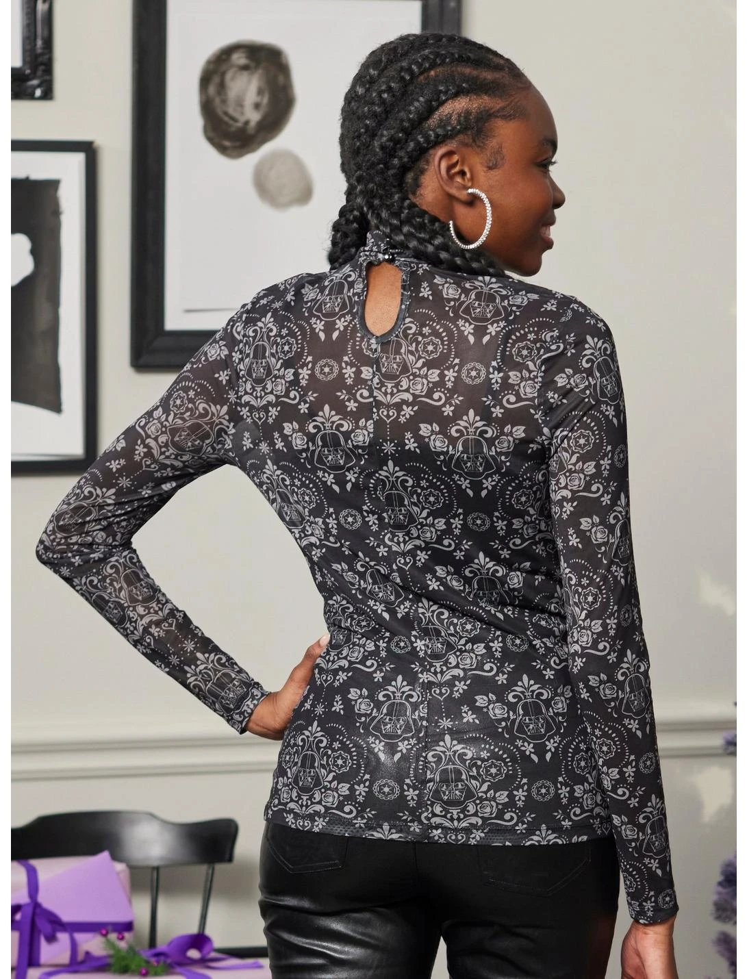 HUNIVERS Her Universe Star Wars Darth Vader Damask Twofer Long-Sleeve Top 3 HUNIVERS Her Universe Star Wars Darth Vader Damask Twofer Long-Sleeve Top - Image 3