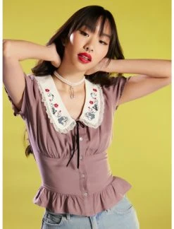 HUNIVERS Her Universe Disney Snow White And The Seven Dwarfs Peasant Woven Top