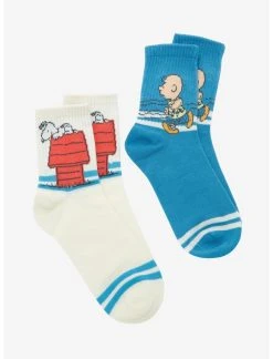 Null Peanuts Charlie Brown & Snoopy Crew Socks 2 Pair