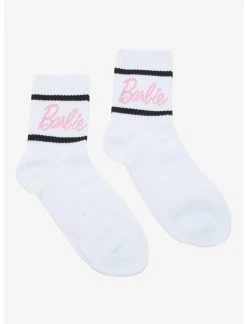 Null Barbie Logo Varsity Stripe Crew Socks