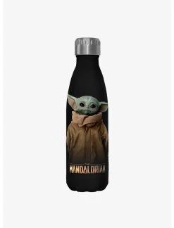 Null Star Wars The Mandalorian Full Size Black Stainless Steel Water Bottle