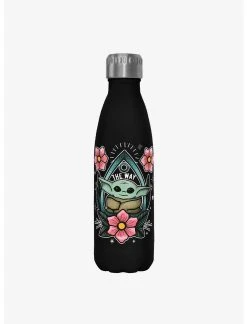 Null Star Wars The Mandalorian Planchette Child Black Stainless Steel Water Bottle
