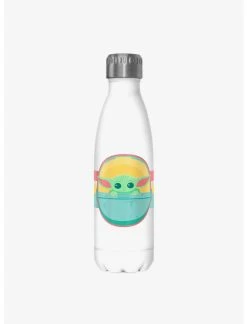 Null Star Wars The Mandalorian Rainbow Child White Stainless Steel Water Bottle