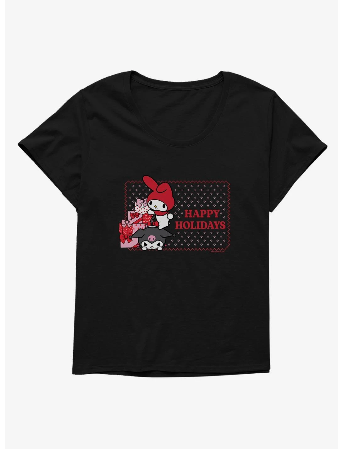 Null My Melody & Kuromi Holiday Presents Womens T-Shirt Plus Size 1 Null My Melody & Kuromi Holiday Presents Womens T-Shirt Plus Size
